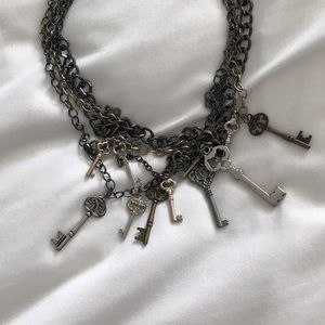 Multi strand key statement necklace